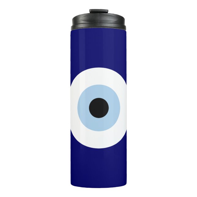 Blue Evil Eye Viel Glück & Protection Symbol Thermosbecher (Vorderseite)