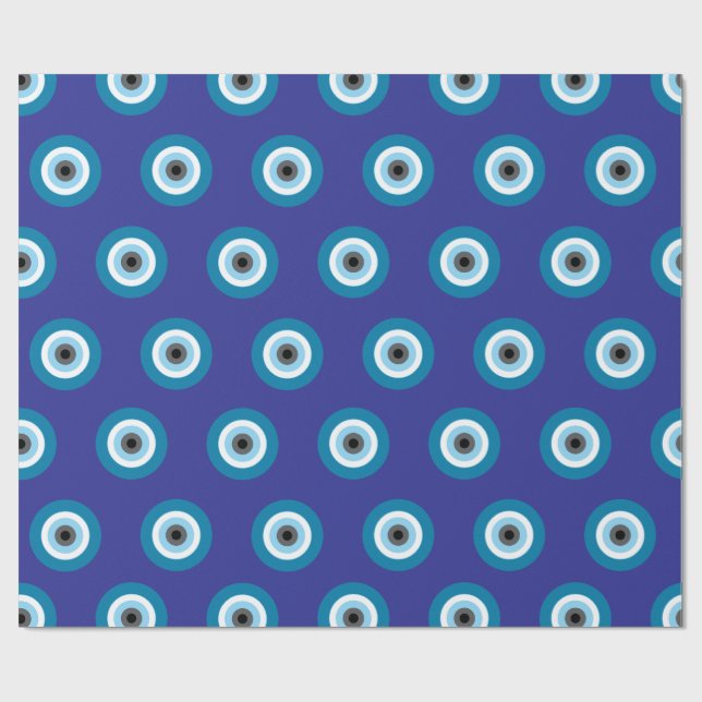 Blue Evil Eye Wrapping Paper Geschenkpapier (Flach)