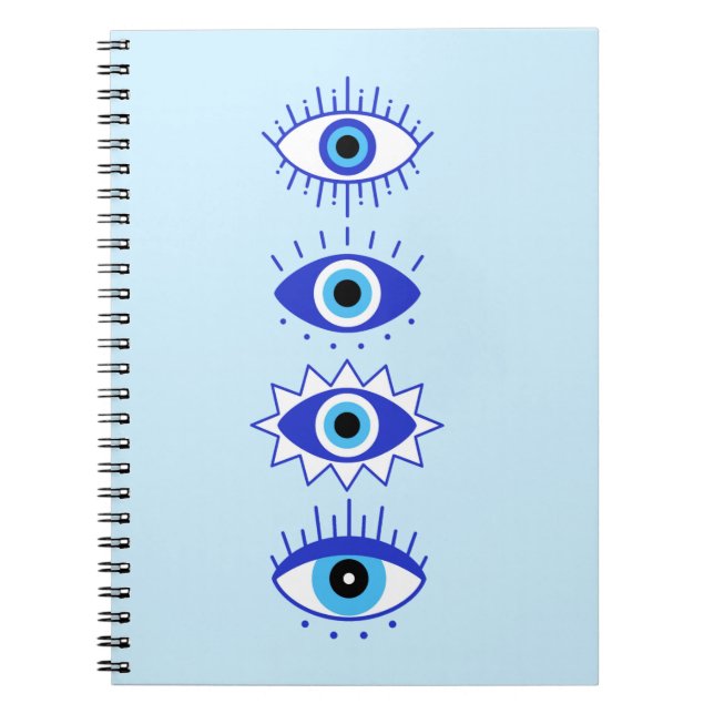 Blue Evil Eyes Energy Meditation Hamsa Mystical Notizblock (Vorderseite)