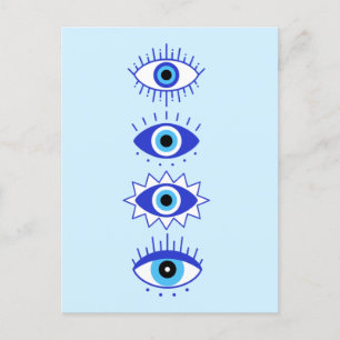 Blue Evil Eyes Energy Meditation Hamsa Mystical  Postkarte