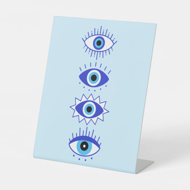 Blue Evil Eyes Energy Meditation Hamsa Mystical Sockelschild (Vorderseite)
