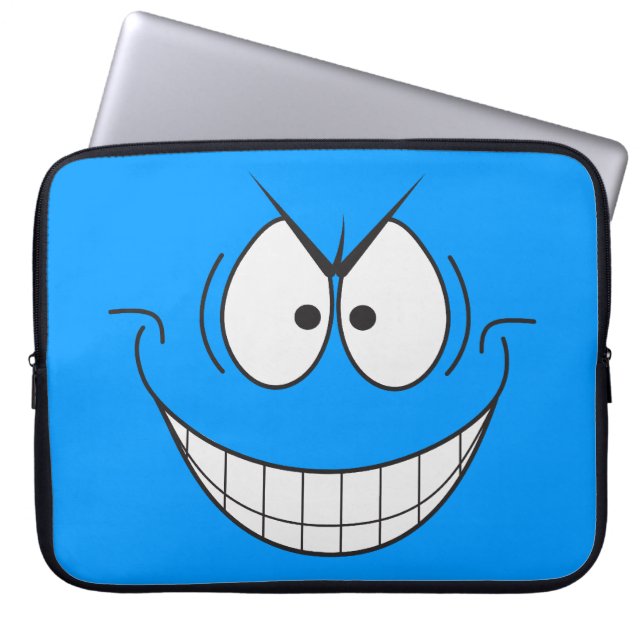 Blue Evil Genius Villain Face Laptop Sleeve (Vorderseite)