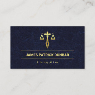 Blue Exquisite Marble Gold Justice Scales Lawyer Visitenkarte