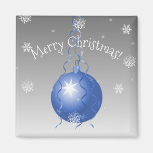 Blue Extravagant Christmas Ornament Magnet
