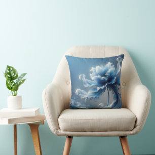 Blue Extravagant Fantasy Blume Kissen