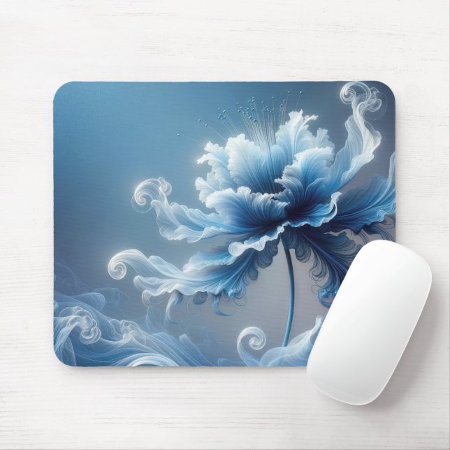 Blue Extravagant Fantasy Blume Mousepad (Mit Mouse)