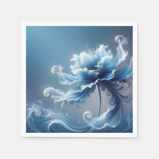 Blue Extravagant Fantasy Blume Serviette (Vorderseite)