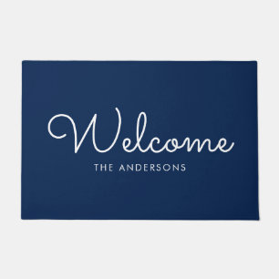 Blue Extravagant Script "Welcome" Personalisiert Fußmatte