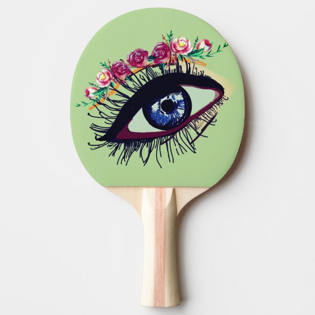 Blue Eye Art , Blume Ping Pong Paddle Tischtennis Schläger (Vorderseite)