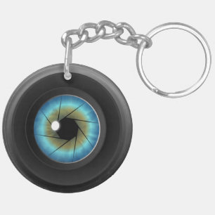 Blue Eye Camera Lens Doppelsiegiger Acrylic-Schlüs Schlüsselanhänger