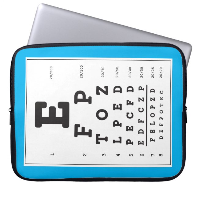 Blue Eye Chart Notebook Sleeve (Vorderseite)