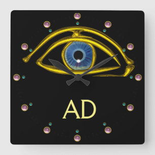 BLUE EYE Doctor, Ophthalmic, Oculist Symbol, Black Quadratische Wanduhr