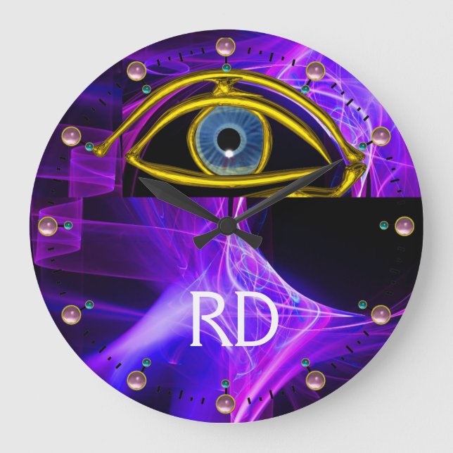 BLUE EYE Doctor, Ophthalmic, Oculist Symbol, Purpl Große Wanduhr (Vorderseite)