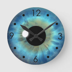 Blue Eye Iris Eyeball Custom Medium Round Clock Runde Wanduhr