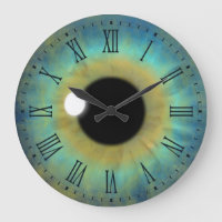 Blue Eye Iris Eyeball Large Round Roman Clock