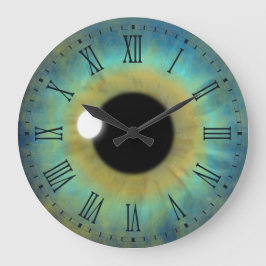 Blue Eye Iris Eyeball Large Round Roman Clock Große Wanduhr