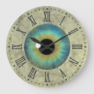 Blue Eye Iris Eyeball Roman Large Round Clock Große Wanduhr