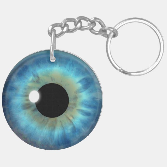 Blue Eye Iris Runder beidseitiger Acrylsäure-Schlü Schlüsselanhänger (Rückseite komplett)