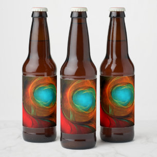 Blue Eye Moderne Abstrakte Kunst Cooles Muster #16 Bierflaschenetikett