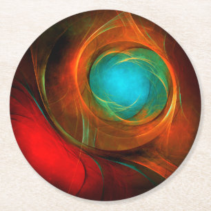 Blue Eye Moderne Abstrakte Kunst Cooles Muster #16 Runder Pappuntersetzer