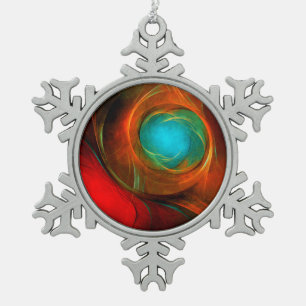 Blue Eye Moderne Abstrakte Kunst Cooles Muster #16 Schneeflocken Zinn-Ornament