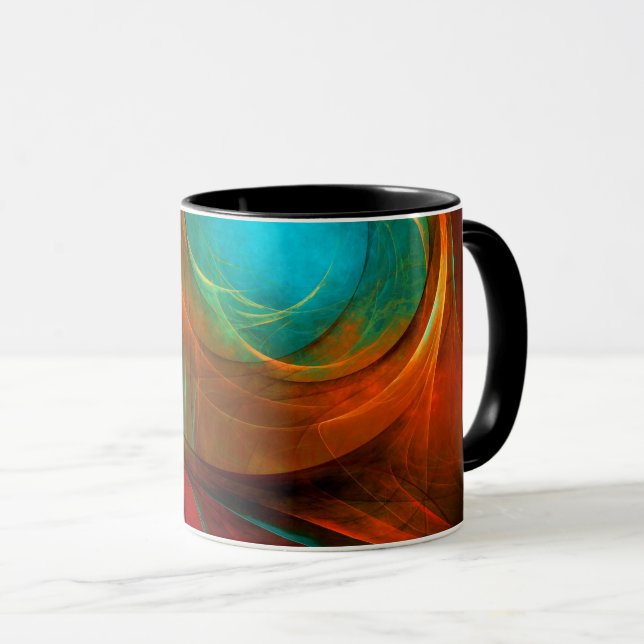 Blue Eye Moderne Abstrakte Kunst Cooles Muster #16 Tasse (VorderseiteRechts)