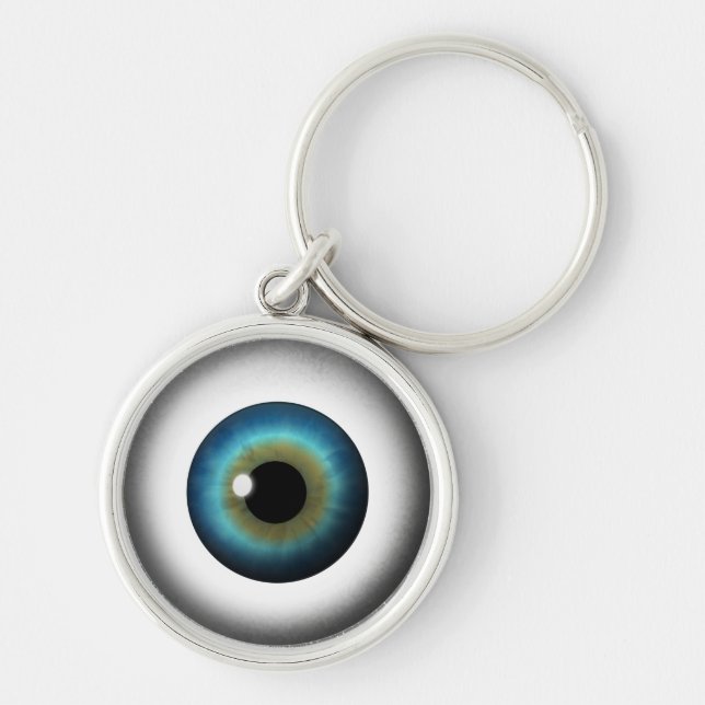 Blue Eyeball Cool Weiße Augen Premium Runder Schlü Schlüsselanhänger (Vorne)
