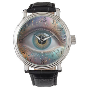 Blue Eyeball Fraktal Art Armbanduhr