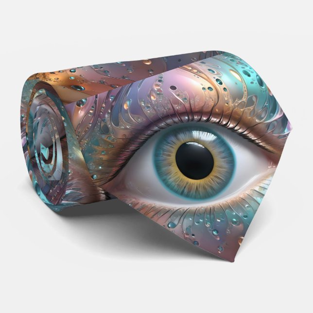 Blue Eyeball Fraktal Art Krawatte (Gerollt)