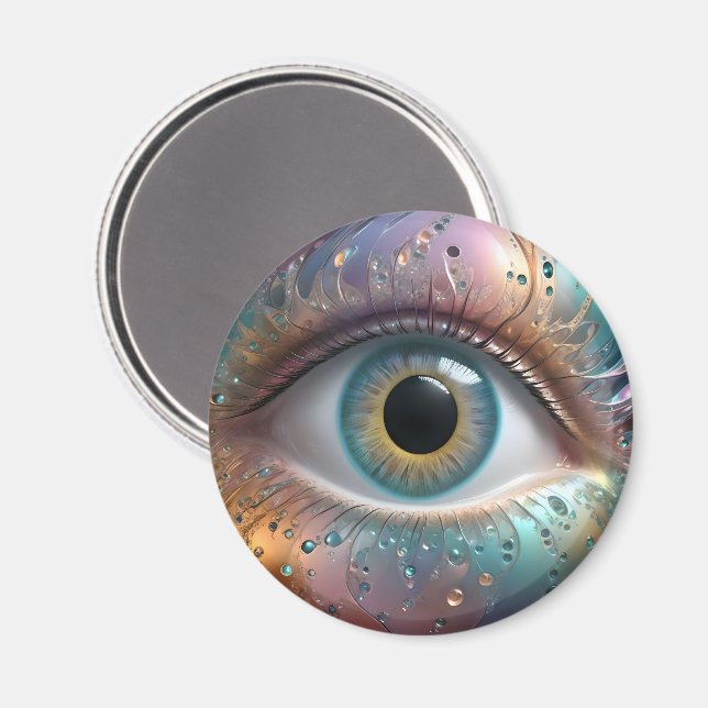 Blue Eyeball Fraktal Art Magnet (Vorderseite/Rückseite)
