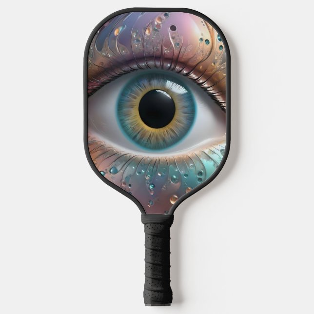 Blue Eyeball Fraktal Art Pickleball Schläger (Vorderseite)