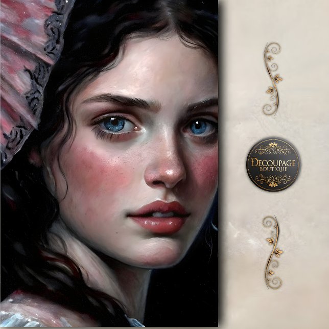 Blue Eyed Beauty in Bonnet Decoupage Seidenpapier (Blue Eyed Beauty in Bonnet Decoupage tissue Paper)