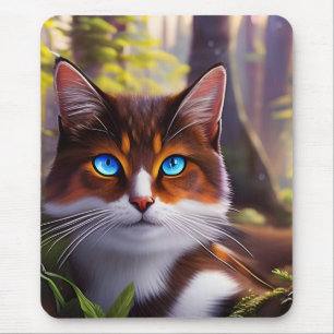Blue Eyed Cat in the4 Forest Mousepad