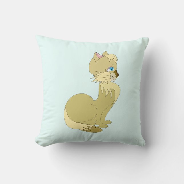 Blue Eyed Cat Throw Pillow - Custom Colors Kissen (Vorderseite)