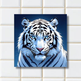 Blue eyed White Tiger Ai Art Fliese