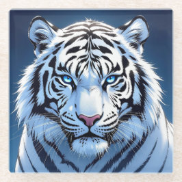 Blue eyed White Tiger Ai Art Glasuntersetzer