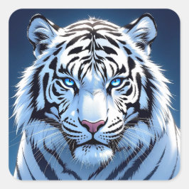 Blue eyed White Tiger Quadratischer Aufkleber