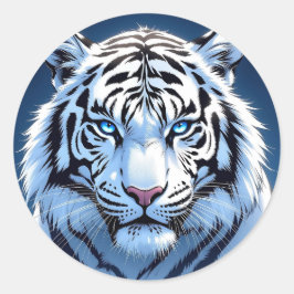 Blue eyed White Tiger Runder Aufkleber