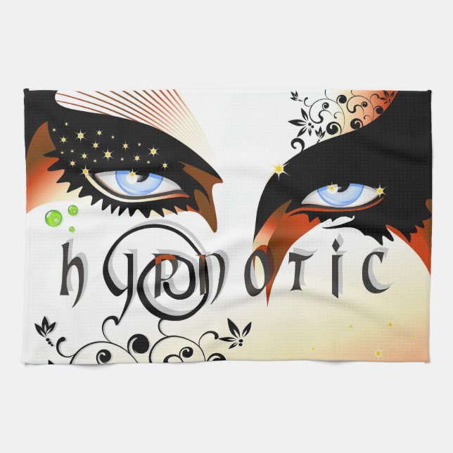 Blue Eyes Fashion Make Up Geschirrtuch (Horizontal)