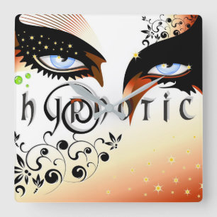 Blue Eyes Fashion Make Up Quadratische Wanduhr