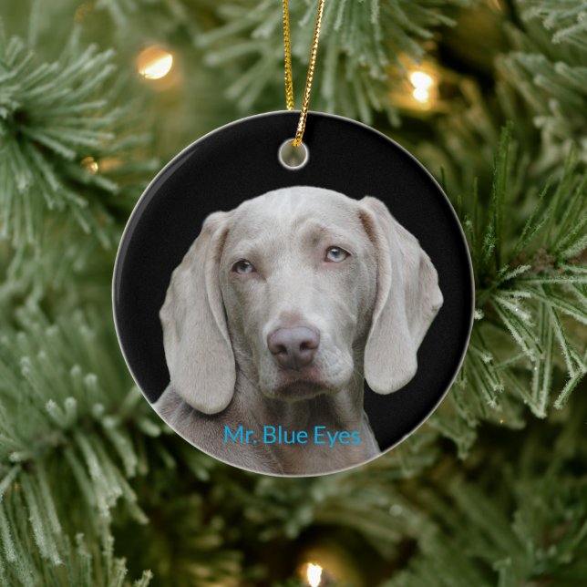 Blue Eyes Personalisiert Foto Weimaraner Dog Keramik Ornament (Baum)