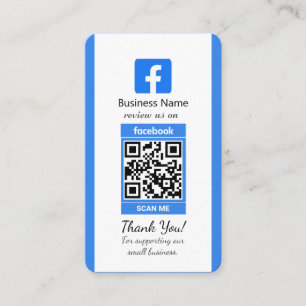 Blue Facebook Review Business Card mit QR Code Visitenkarte