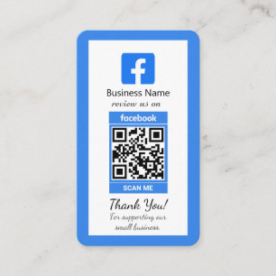 Blue Facebook Review Business Card mit QR Code Visitenkarte