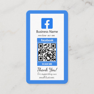 Blue Facebook Review Business Card mit QR Code Visitenkarte