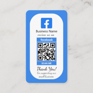 Blue Facebook Review Business Card mit QR Code Visitenkarte