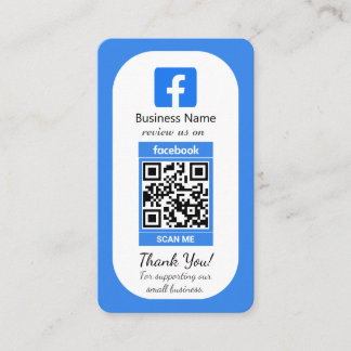 Blue Facebook Review Business Card mit QR Code Visitenkarte
