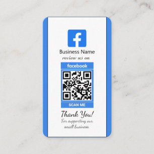 Blue Facebook Review Business Card mit QR Code Visitenkarte