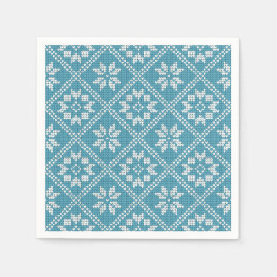 Blue Fair Isle Sweater Strick Pattern Weihnachten Serviette