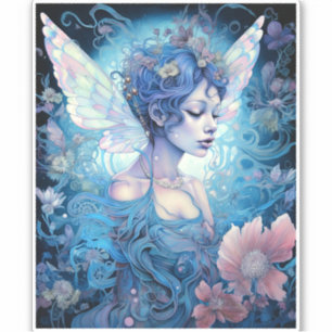 Blue Fairy Fantasy Art Aufkleber