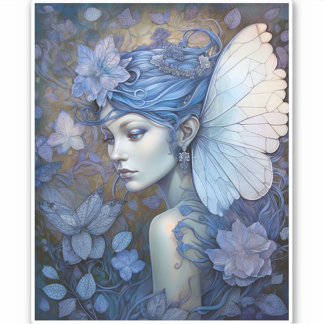 Blue Fairy Fantasy Art Aufkleber (Vorderseite)